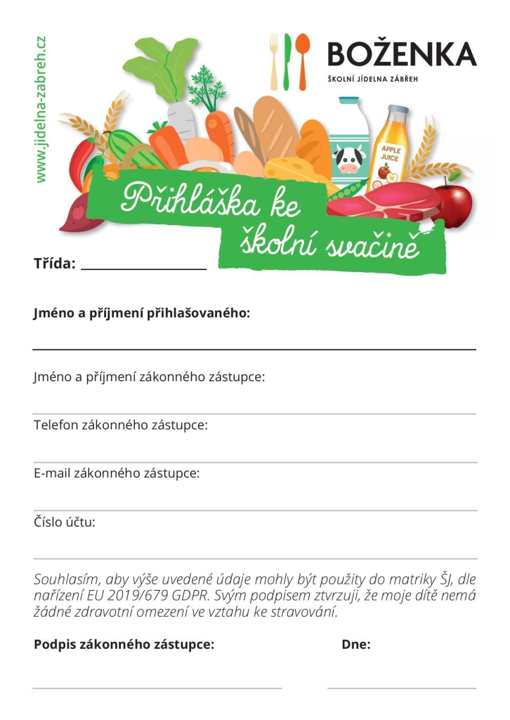 Přihláška ke školní svačině